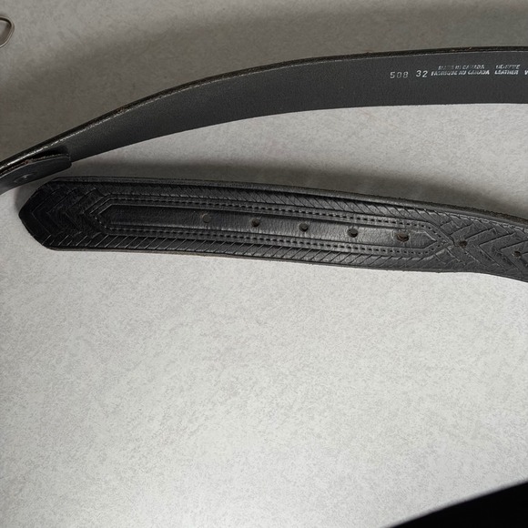 Vintage Black Leather Belt VW Bus Hippie Buckle Sz‎ 32 Funky Unique - Picture 4 of 6